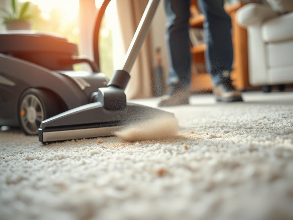 A close up shot of a technician using a carpet