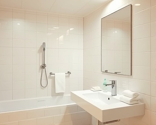 Sparkling clean bathroom with gleaming tiles