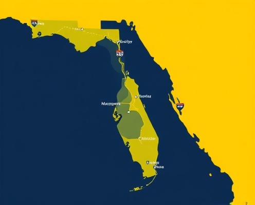 Service coverage map of Florida highways