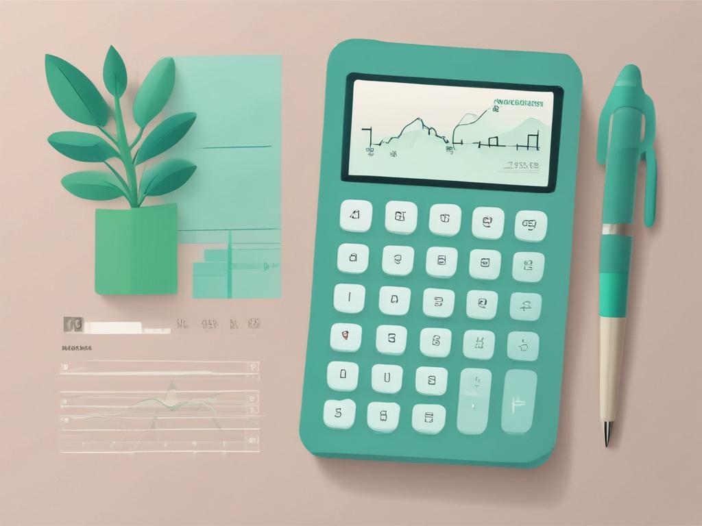 high quality illustration of a jade green calculator with soft