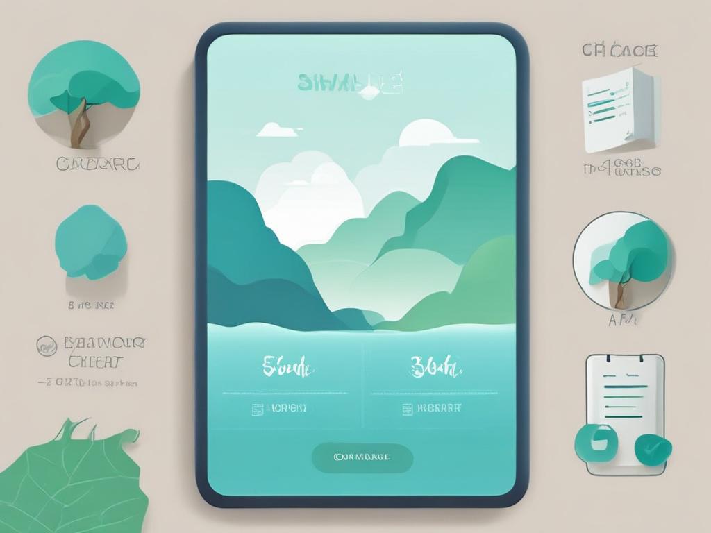 A clean illustration featuring flat shapes in jade green and