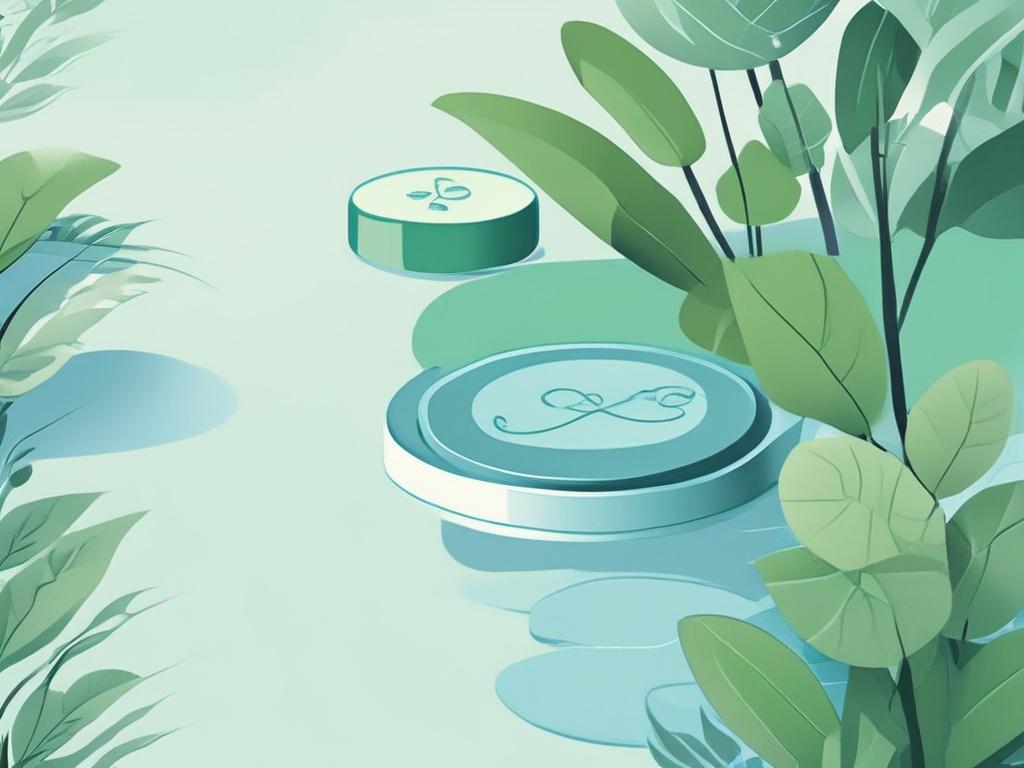 A minimalist illustration featuring jade green and soft blue elements,