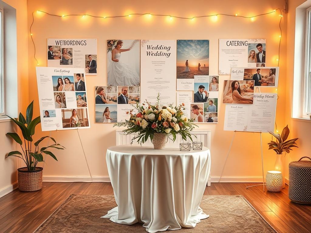 A serene and cozy event planning office, bathed in soft