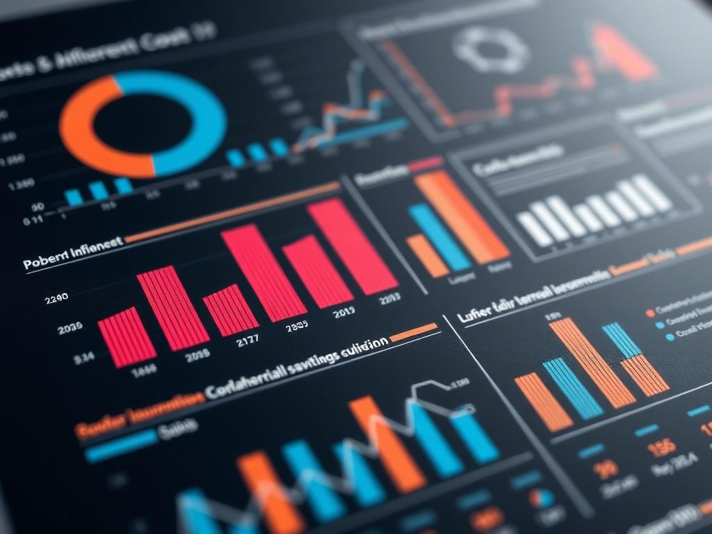 An infographic displaying benchmarking data, with comparison charts and graphs, showing cost analysis and potential savings visually represented for clarity.