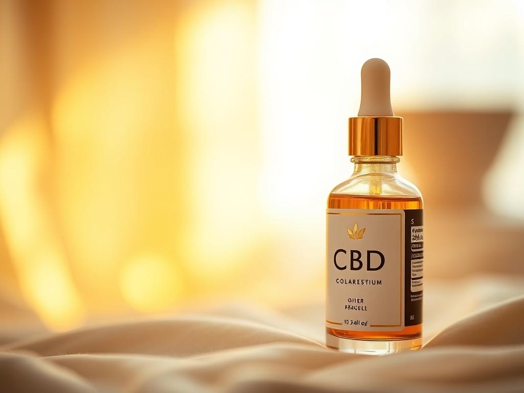 A high resolution of a bottle of premium CBD oil