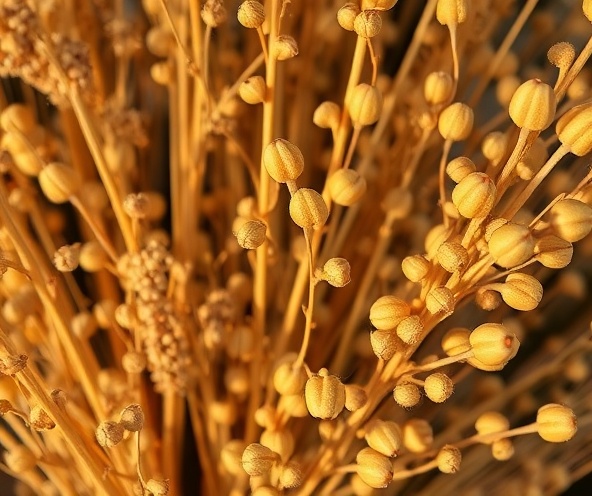 Golden dried seed pods and stems of native California restoration plant