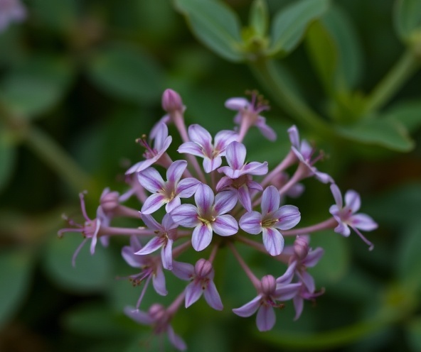 Delicate purple-pink flowers of native California medicinal plant