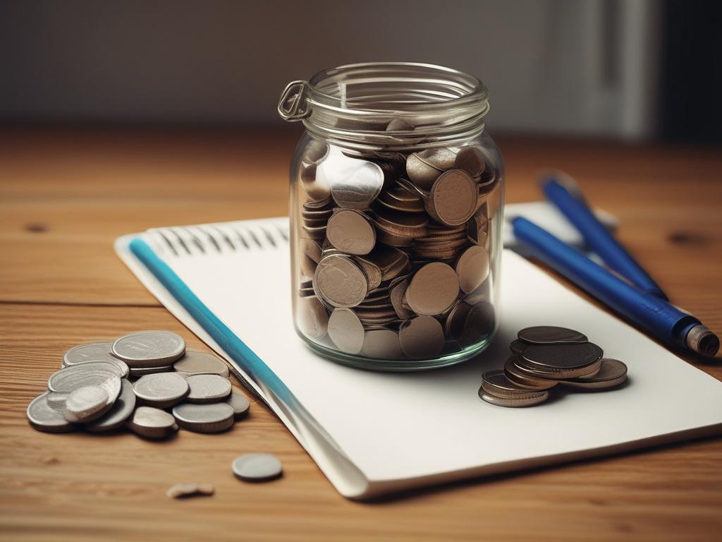 a close up shot of a jar filled with coins