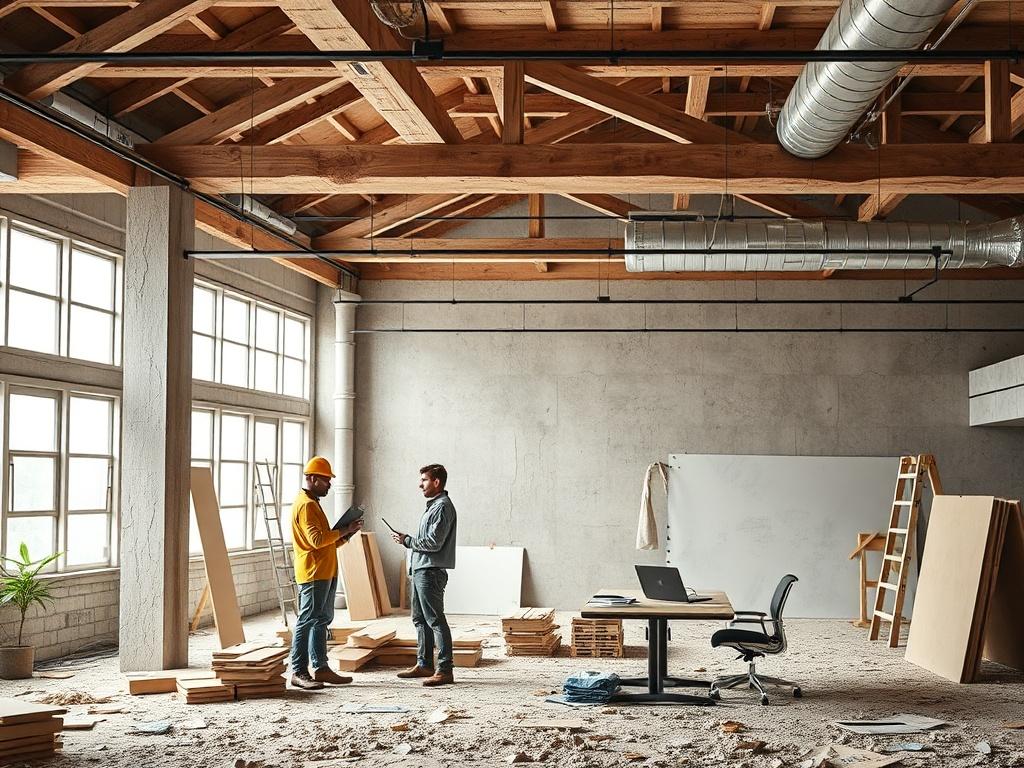 An office space under renovation featuring advanced technology for project