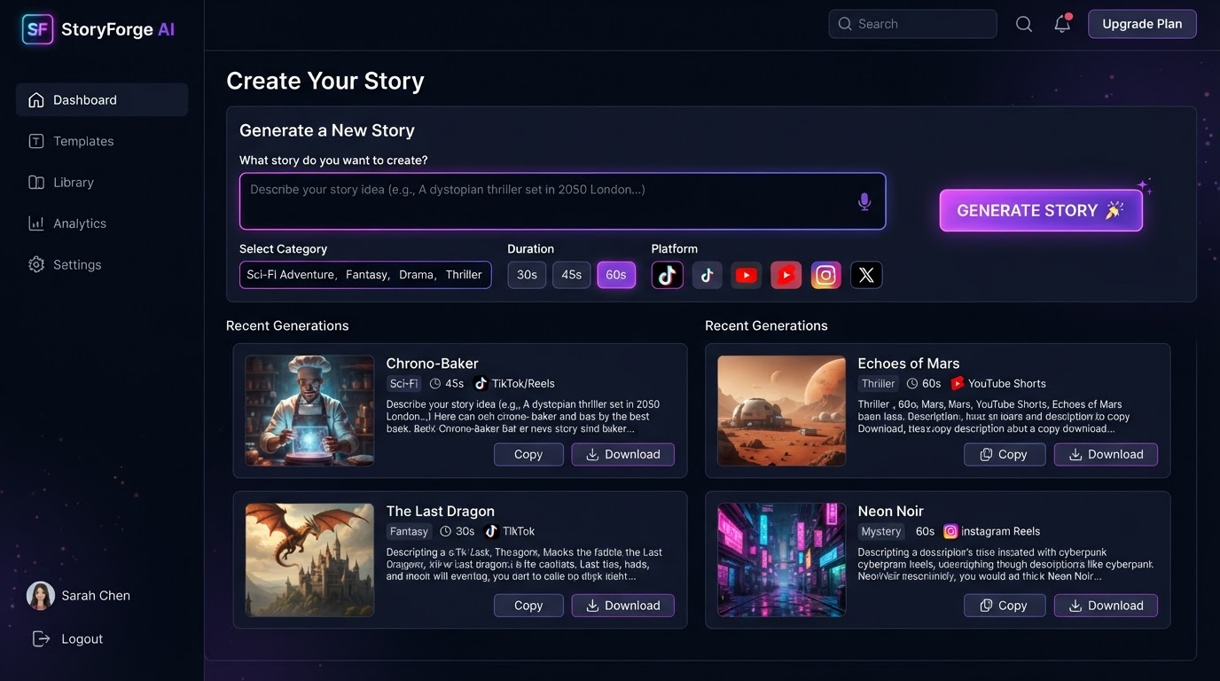 StoryForge AI Dashboard