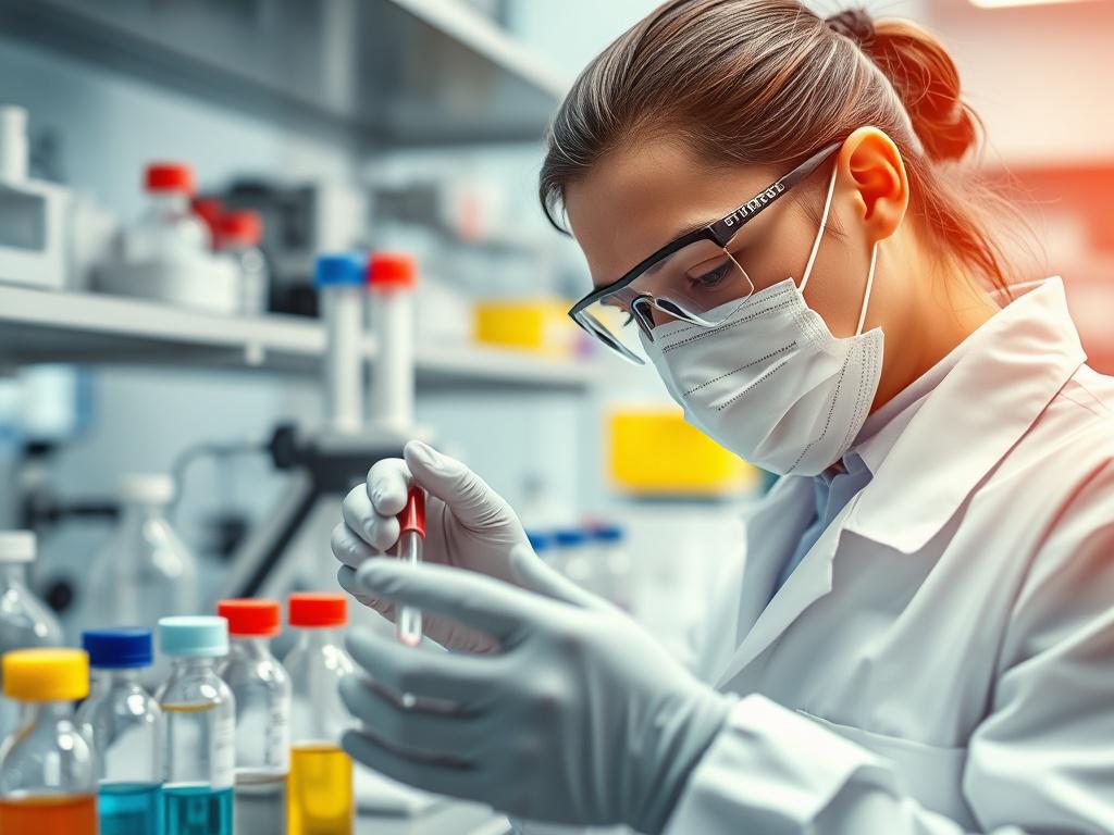 A close up shot of a laboratory technician preparing samples