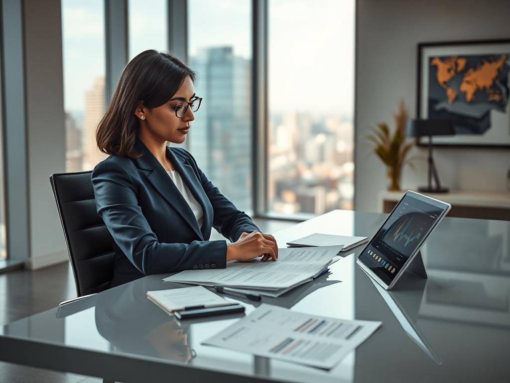 Lawyer working on a corporate case