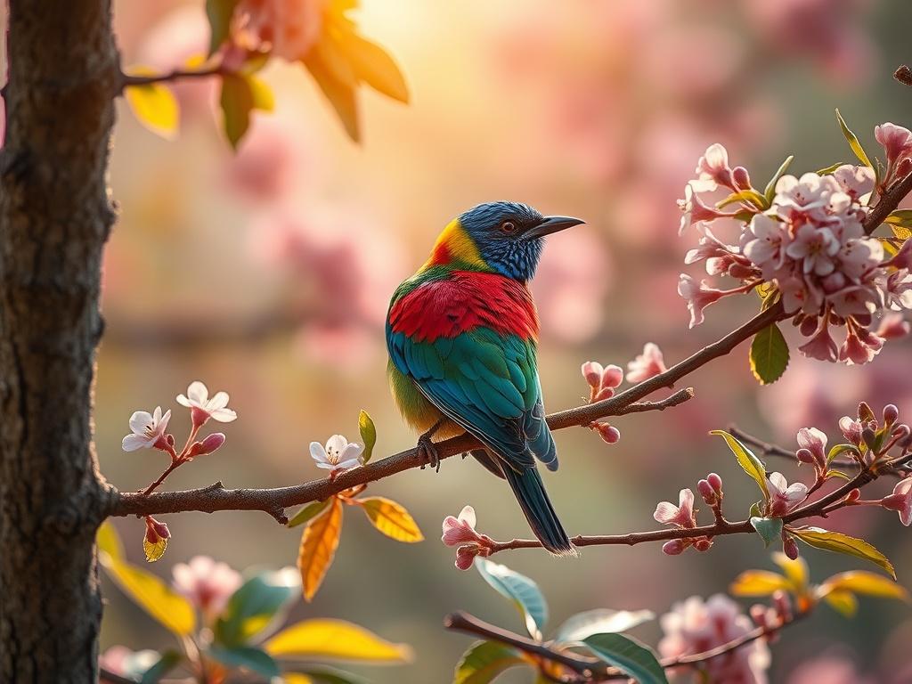 A stunning high resolution of a colorful bird perched on