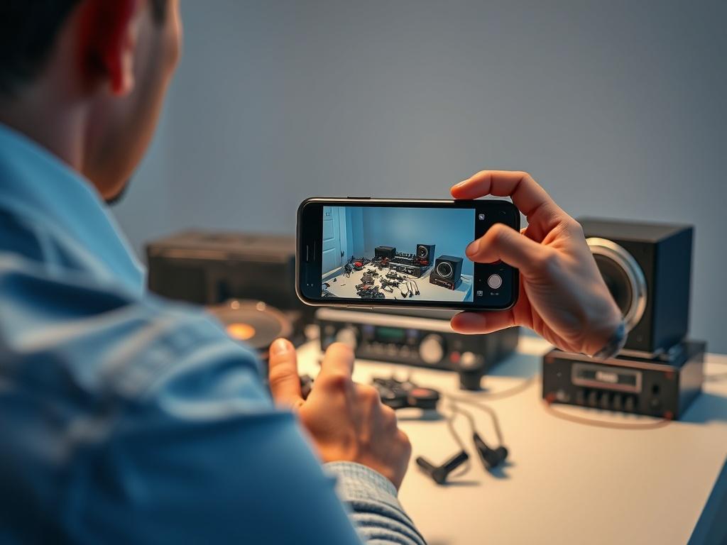 An engaging shot of a person taking photos of car