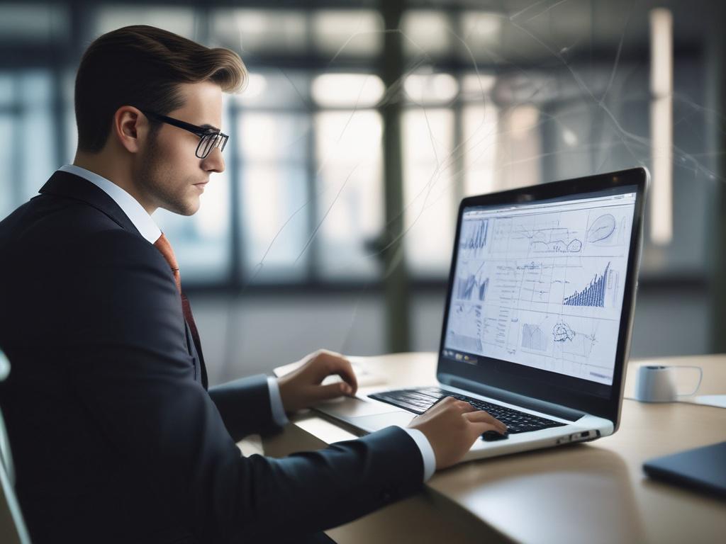 A close up shot of a professional consultant analyzing network