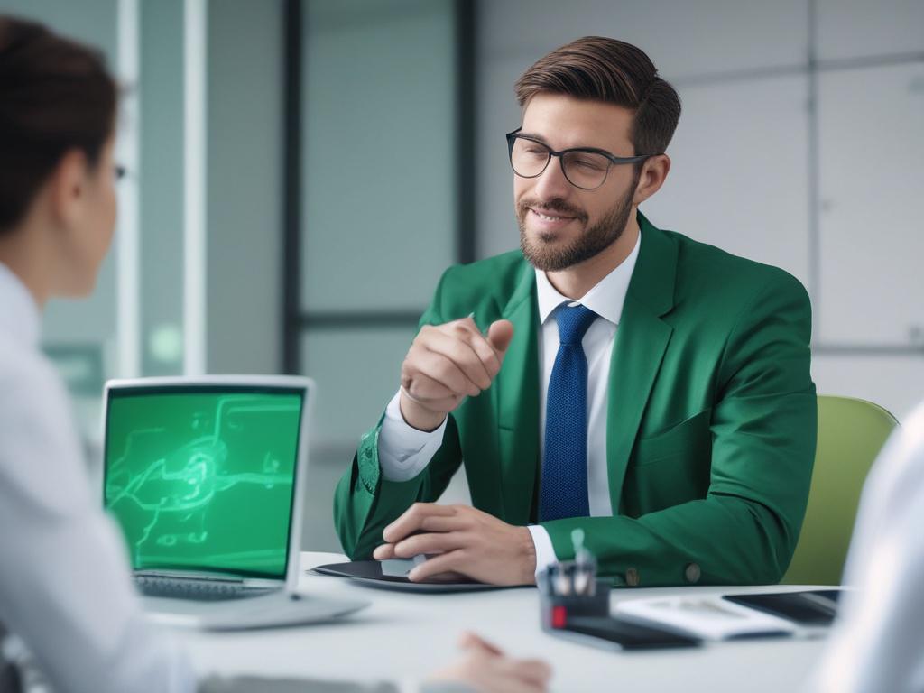 Close up of a healthcare professional discussing cybersecurity measures with