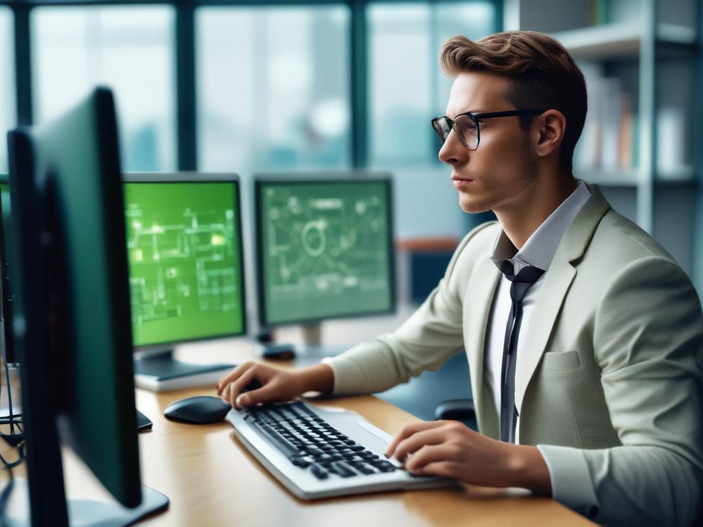 Close up of an e commerce manager analyzing network performance