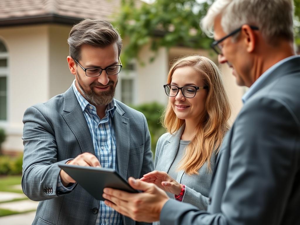 A professional property manager discussing with a client over a