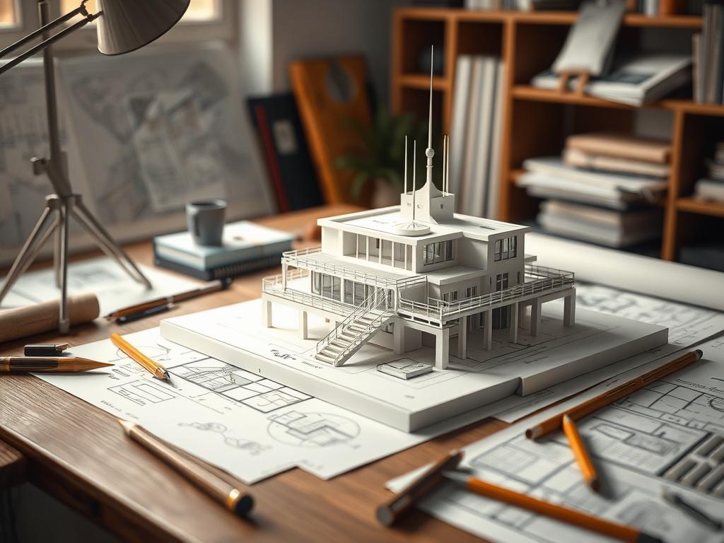 A stunning close up of a 3D architectural model on