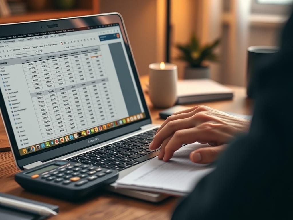 A close up shot of a budgeting spreadsheet on a