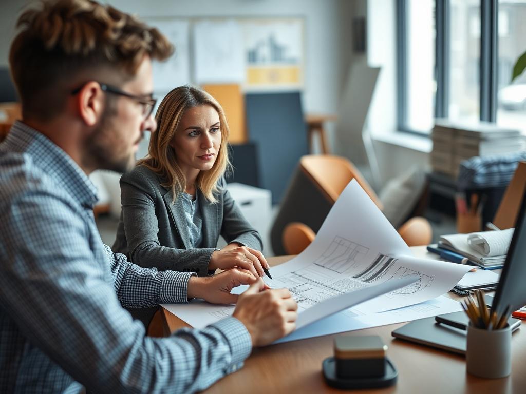 A consultant sitting at a modern desk, engaged in a
