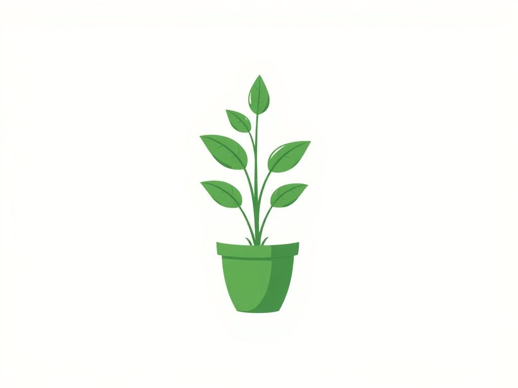 A simple and elegant illustration of a lush green plant icon, featuring clean lines and a minimalistic design. The plant should be depicted in a single pot, with a few leaves extending upward, symbolizing growth and positivity. The background should be a soft, pastel color to create a serene and calming atmosphere, compatible with the rgb(3, 125, 201) primary color.