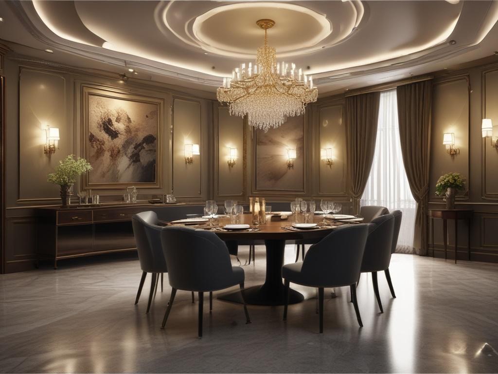 An elegant dining setting, with a beautiful escort and a