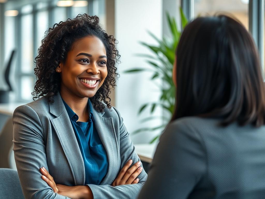 A realistic high resolution of a confident, diverse financial consultant