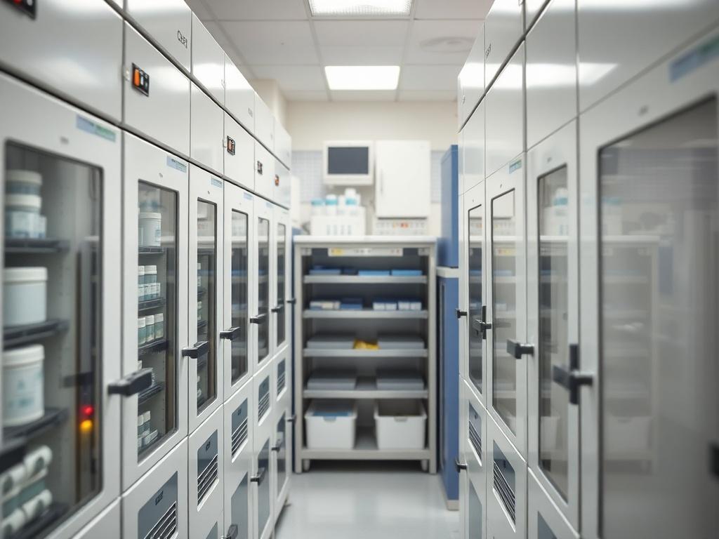 A high resolution image of a peptide storage facility, showcasing