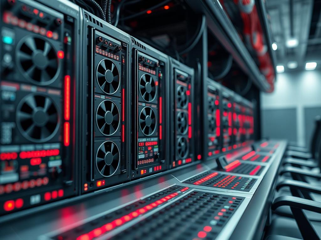 An intricate close up image of a high performance AI