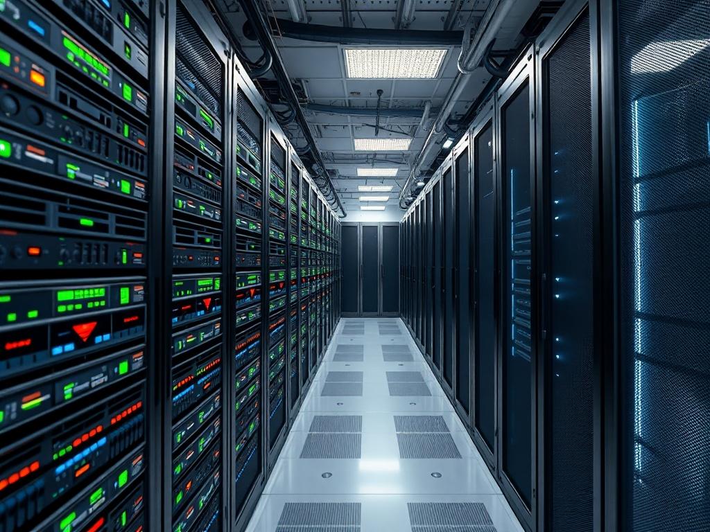 A stunning close up of an enterprise level AI infrastructure