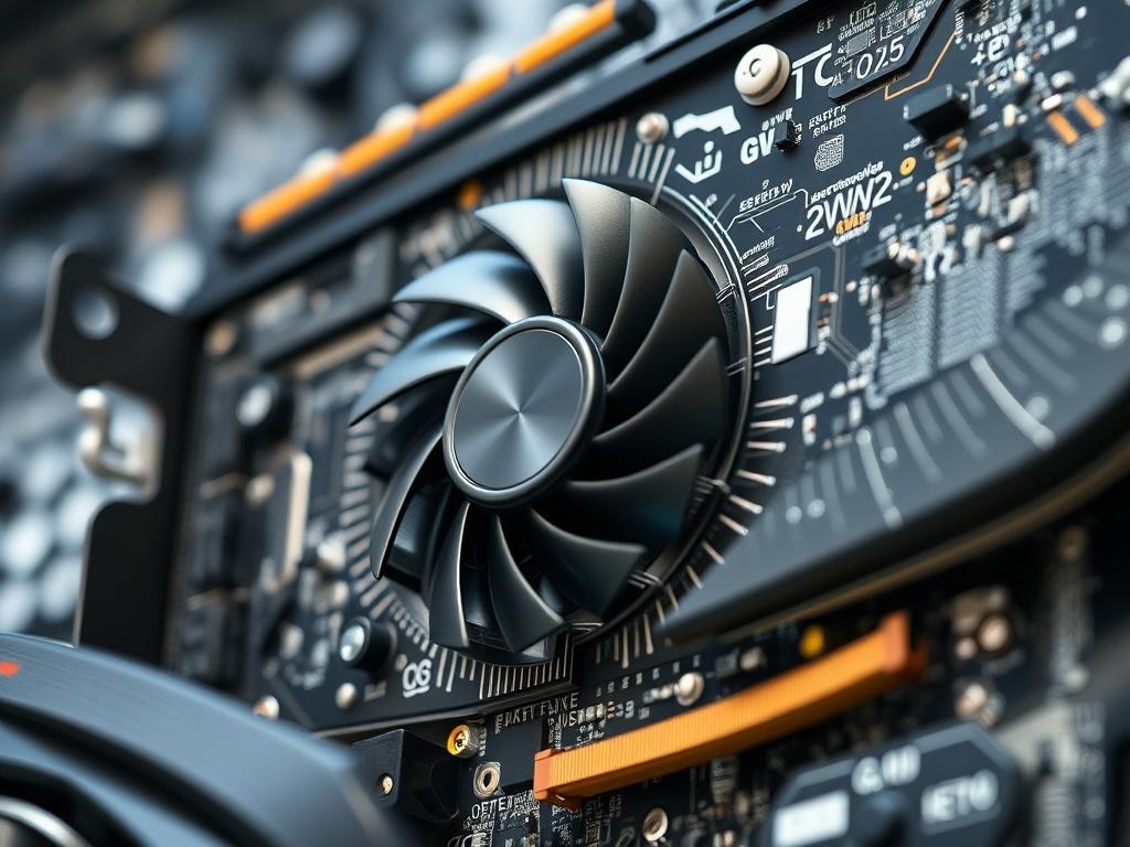 A high resolution close up of a powerful GPU unit
