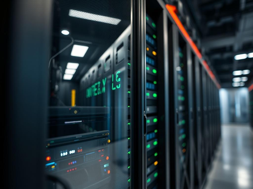 **AI Image Generation Prompt:**

Create a highly detailed, hyper-realistic close-up image that embodies the essence of "Understanding Private AI Infrastructure." The composition should be simple and clear, featuring a single subject: a sleek, modern server rack inside a high-tech data center. The server rack should be filled with powerful GPUs, with visible lights indicating activity and performance, symbolizing the reliability and control that private AI infrastructure offers to businesses. 

In the backgr