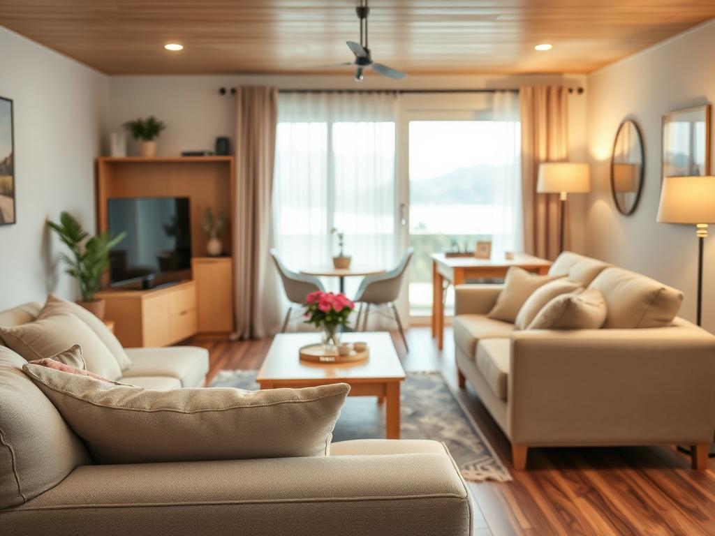 A clean and well organized living room in a holiday