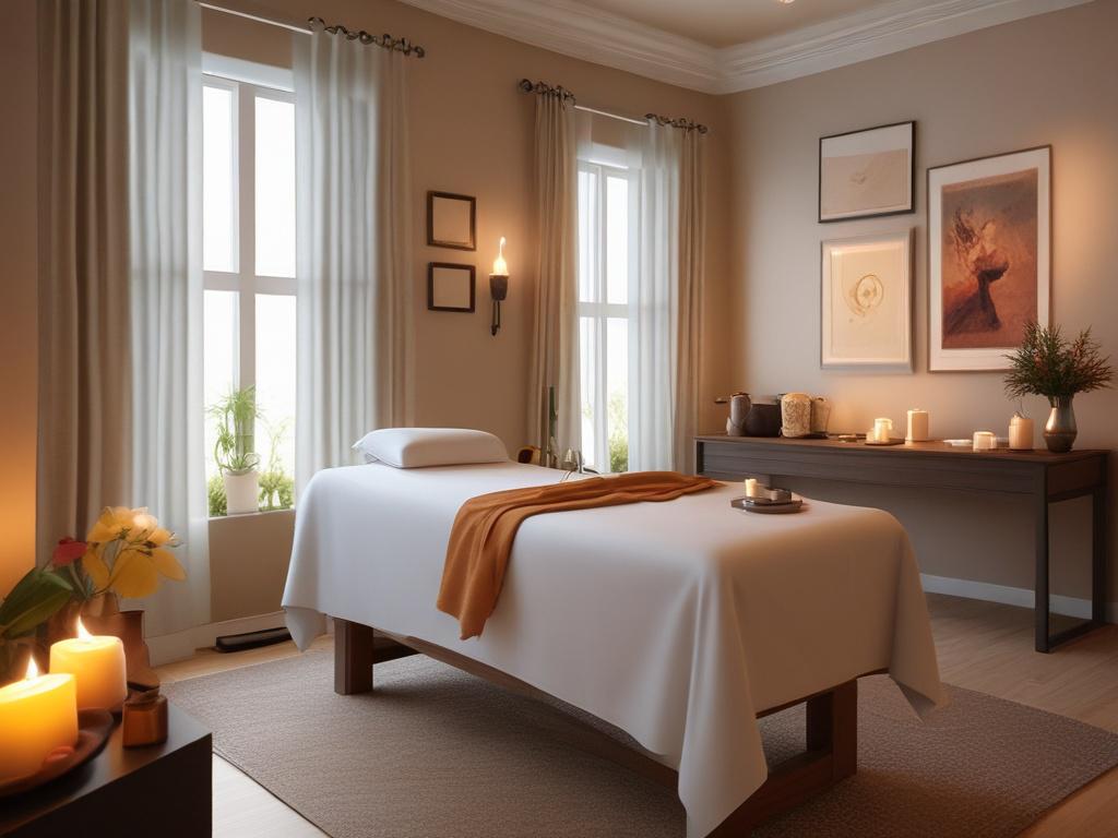 A serene setting featuring a beautiful massage therapist gently administering