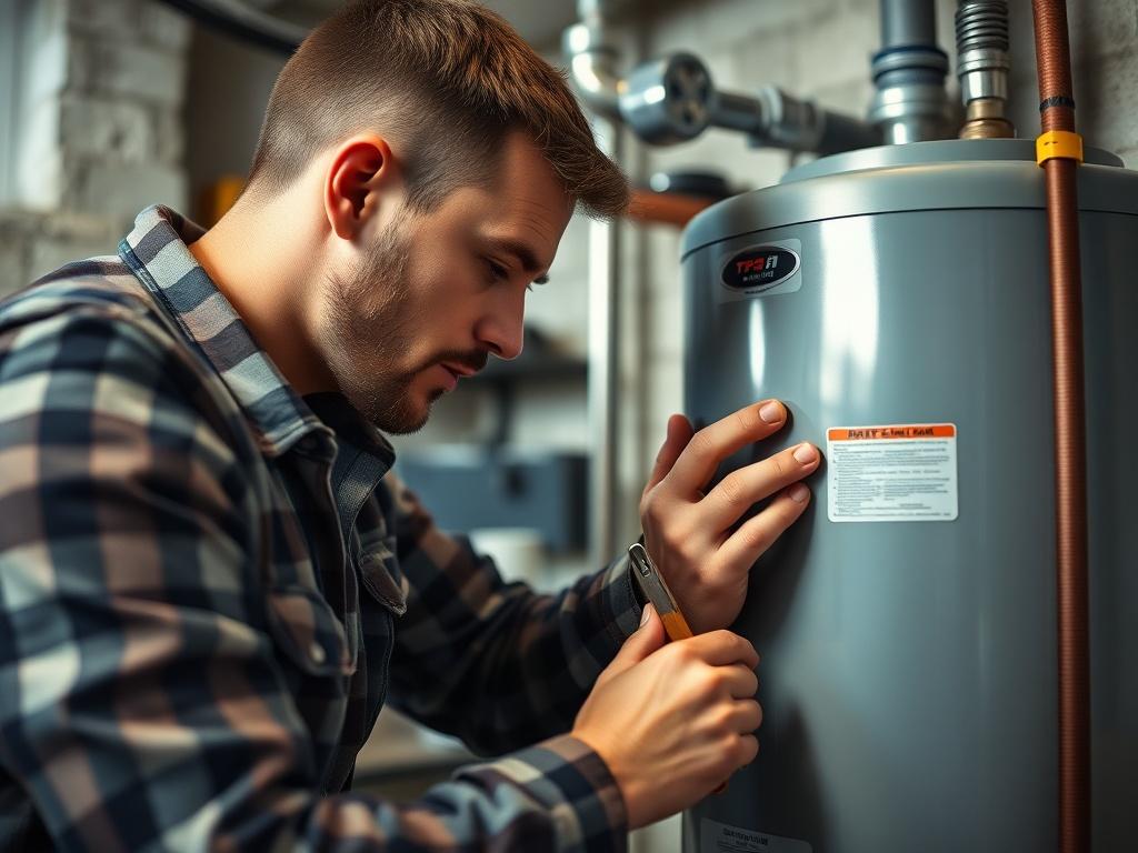 A close up shot of a plumber installing a new