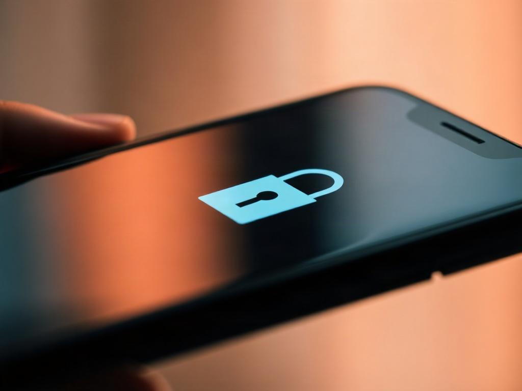 A close-up image of a secure lock symbol on a smartphone screen, representing privacy and security. The background features soft, blurred colors to create a calm and reassuring atmosphere. The focus is on the lock symbol, symbolizing Zawaj's commitment to protecting user information and privacy while they search for meaningful connections.