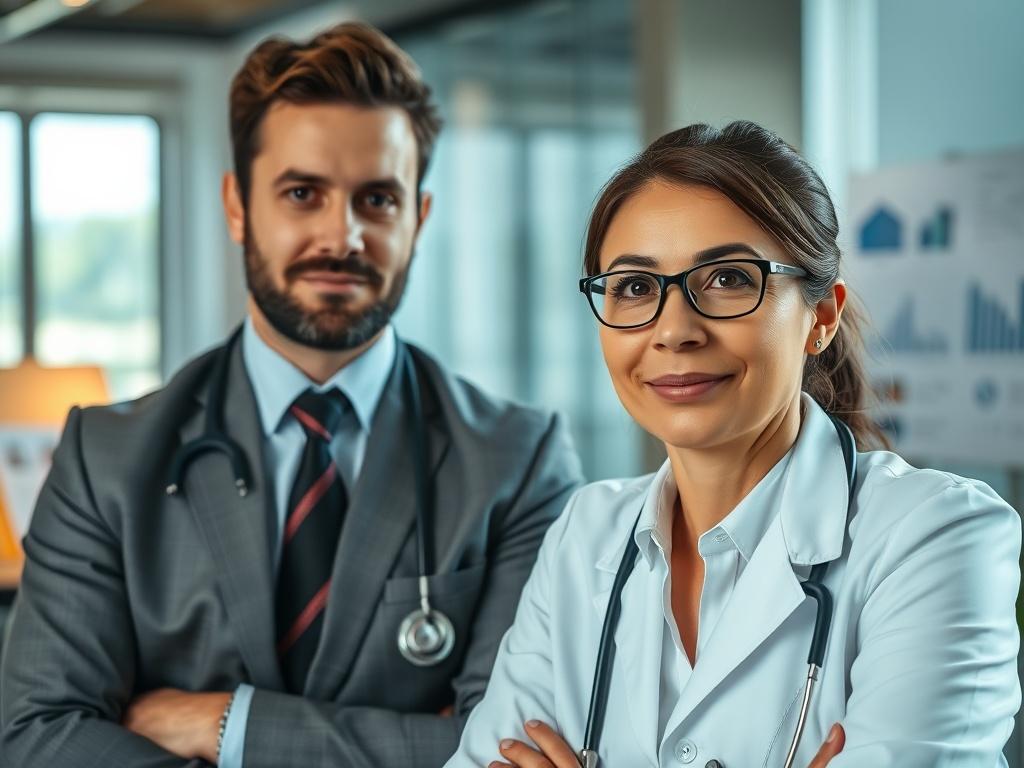 A close up shot of a confident healthcare professional, dressed