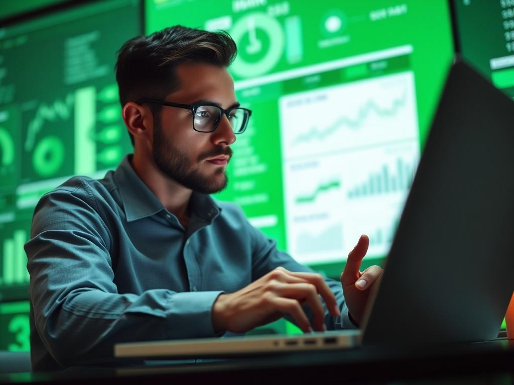 A close up shot of a business consultant analyzing data