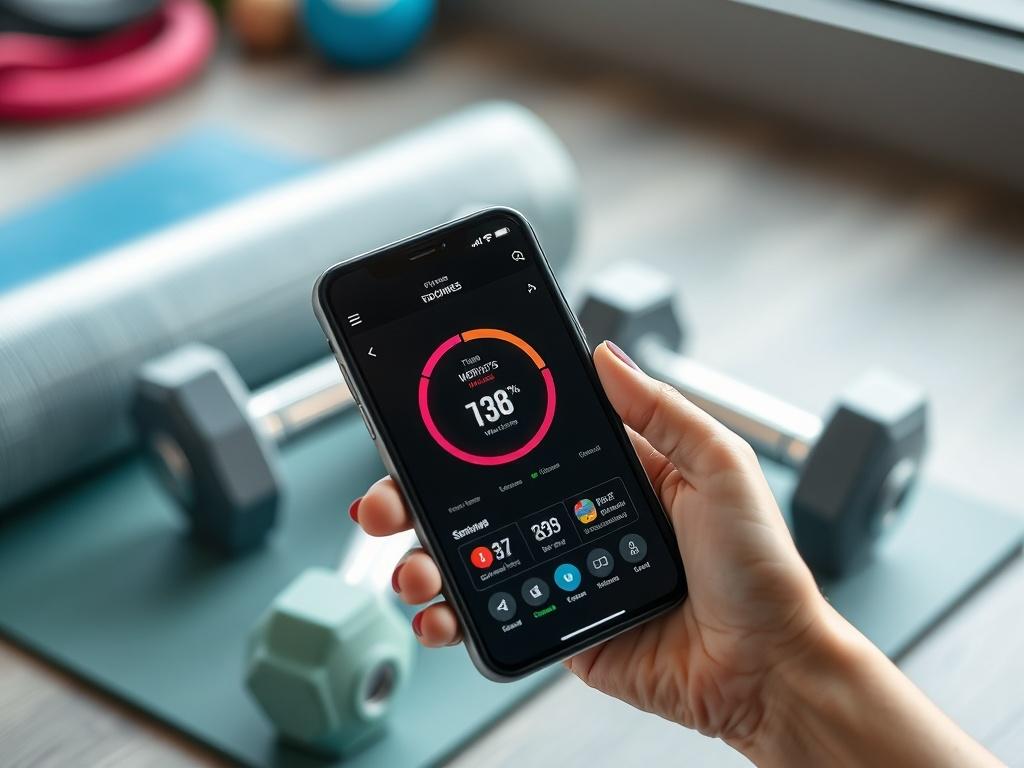 A close up shot of a smartphone displaying a fitness