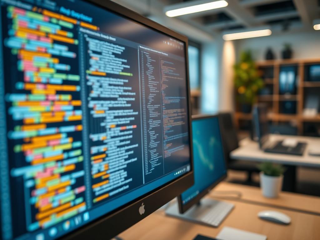 A close up shot of a computer screen displaying complex