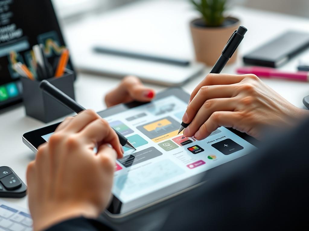 A close up shot of a designer's hands working on
