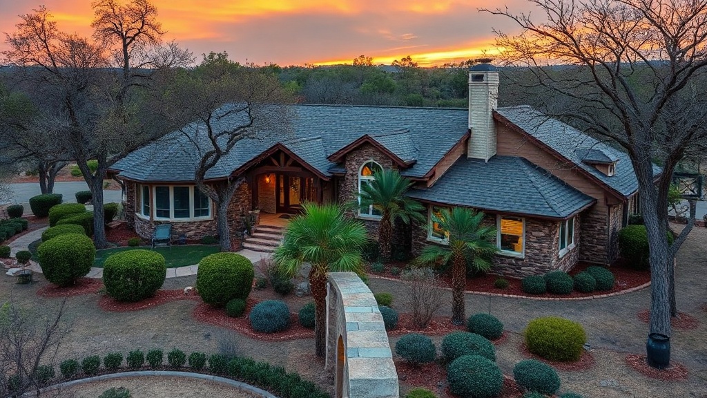Texas home with defensible space and wildfire mitigation