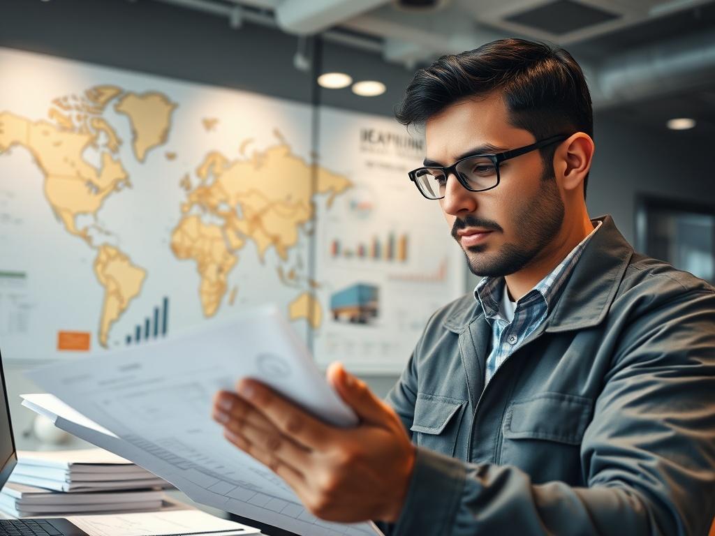 A hyper realistic close up shot of a logistics professional