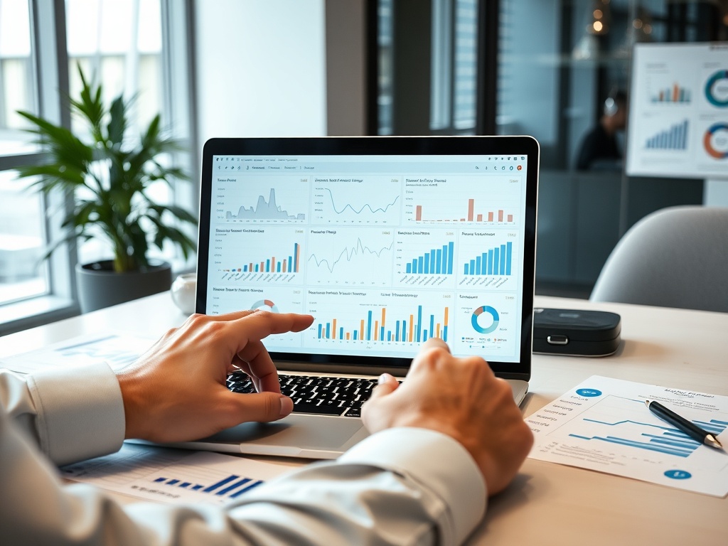 Professional reviewing analytics dashboard and performance reports