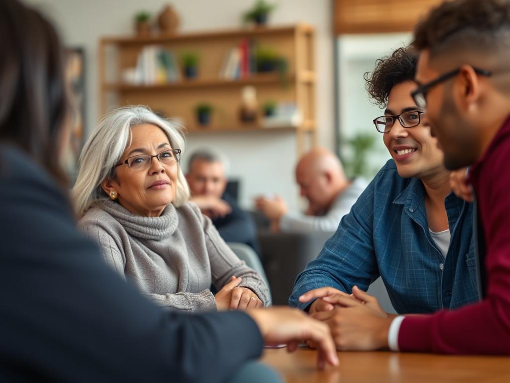 A realistic close up shot of a community engagement session,