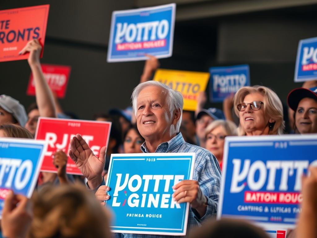 A hyper realistic close up shot of a political campaign