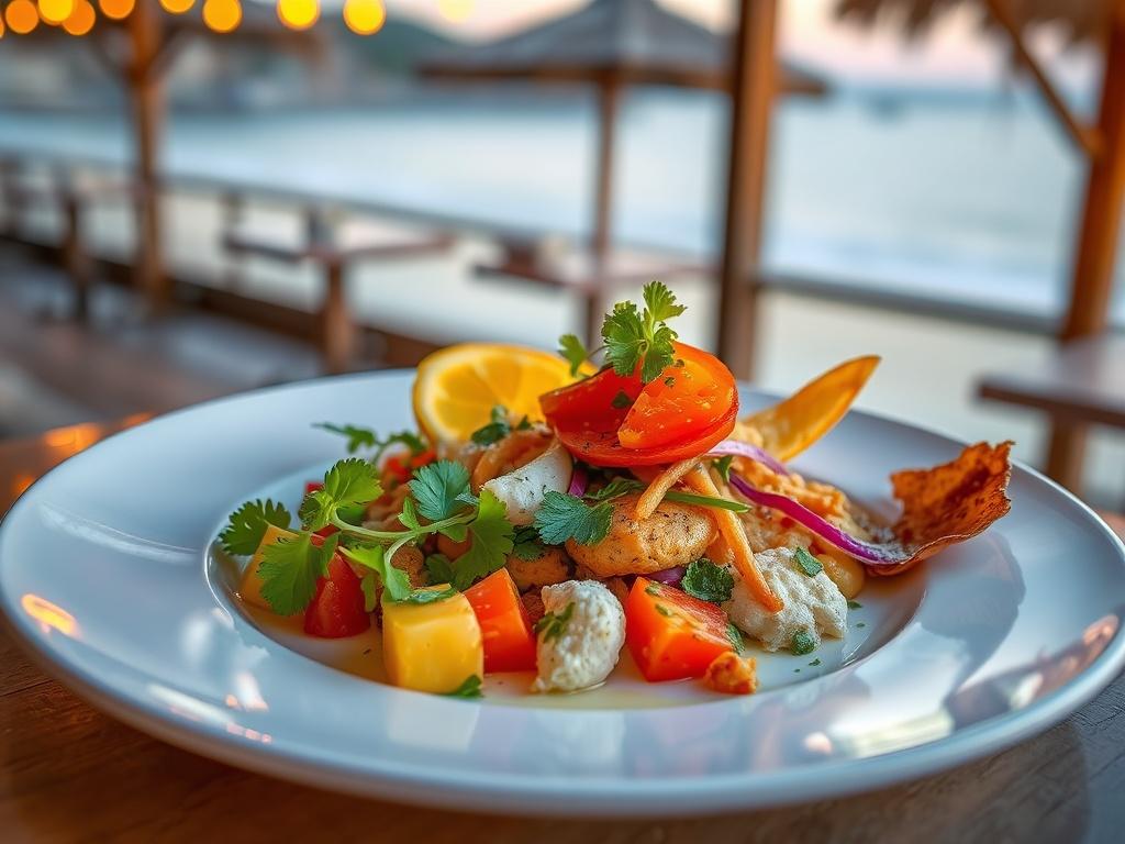 A beautifully presented dish at Nautica Bar and Restaurant, showcasing