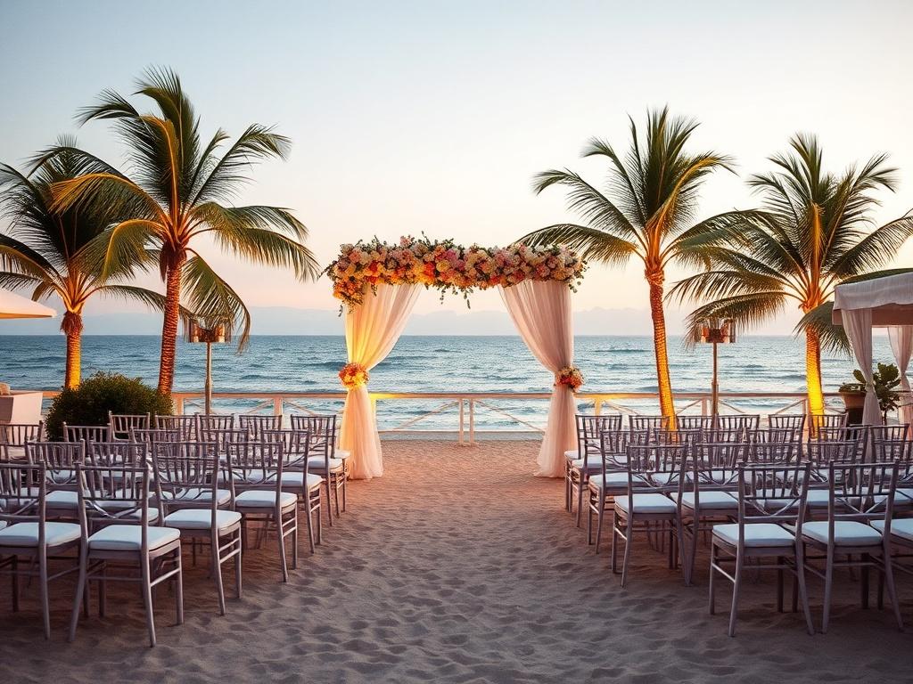 A serene beach wedding setup at Nautica Bar and Restaurant,