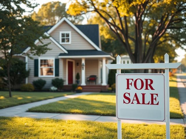 **Prompt for AI Image Generator:**

Create a realistic high-resolution photo that captures the essence of selling a house fast in Louisville. The main subject should be a charming, well-maintained single-family home with a tidy yard, showcasing its inviting curb appeal. The house should be depicted during daylight, illuminated by warm sunlight to create a welcoming atmosphere. 

In the foreground, include a "For Sale" sign prominently placed in the yard, indicating that the home is available for a quick sal